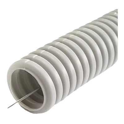 Труба гофрированная ПНД лёгкая 350 Н безгалогенная (HF) стойкая к ультрафиолету серая с/з d20 мм (100м/4800м уп/пал) (PR02.0130)