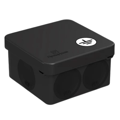 Коробка уравнивания потенциалов (КУП) 60-0200-9005-У для прямого монтажа двухкомпонентная безгалогенная (HF) черная 70х70х40 (150шт/кор) (60-0200-9005