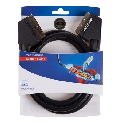 Шнур SCART Plug - SCART Plug 21pin 1. 5М (GOLD) (17-1123)