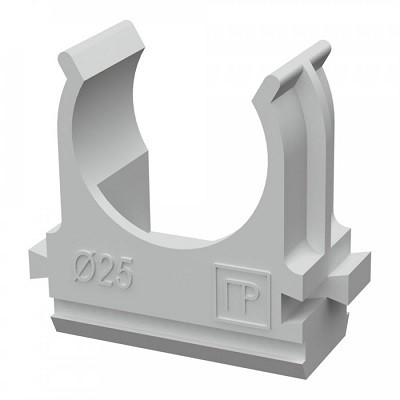 Крепеж-клипса для труб АБС-пластик в карт d25 мм (100шт/1000шт уп/кор) (PR.0625)