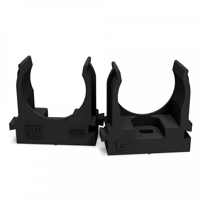 Крепеж-клипса для труб для прямого монтажа черная в п/э d25 мм