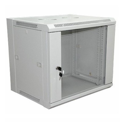 Шкаф настенный 19" 12U 600×600×635мм (ШxГxВ) - передняя дверь стекло, боковые стенки съемные (разобранный) RAL 7035 (04-2222)