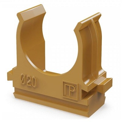 Крепёж-клипса для труб АБС-пластик бук d20 мм (100шт/1500шт уп/кор) (PR13.0046)