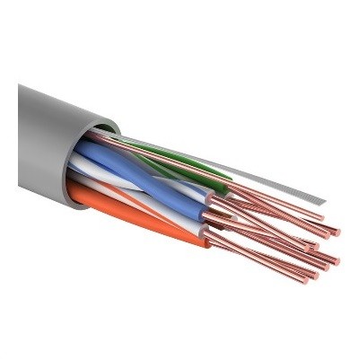 Кабель витая пара U/UTP, CAT 5e, PVC, 4PR, 24AWG, INDOOR, SOLID, серый, 50м (01-0043-50)