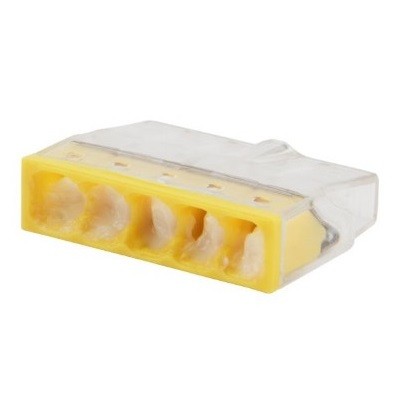 Экспресс-клемма с пастой СМК 2273-245, 5-проводная 0.5-2.5 мм², прозрачная (100 шт./уп.) (07-3219)