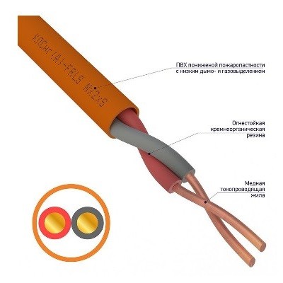 Кабель огнестойкий КПСнг(А)-FRLS 1x2x0,50мм², бухта 200м (01-4902)