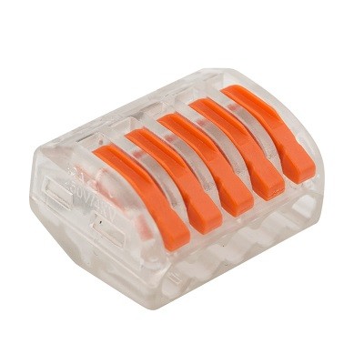 Универсальная клемма СМК 222-415, 5-проводная прозрачная 0,08-2,5/4 мм² (40 шт./уп.) (07-5255-1)