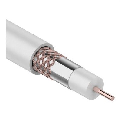 Кабель коаксиальный RG-59U, 75Ом, Cu/Al/Cu, 64%, 100м, INDOOR, белый (01-2641)